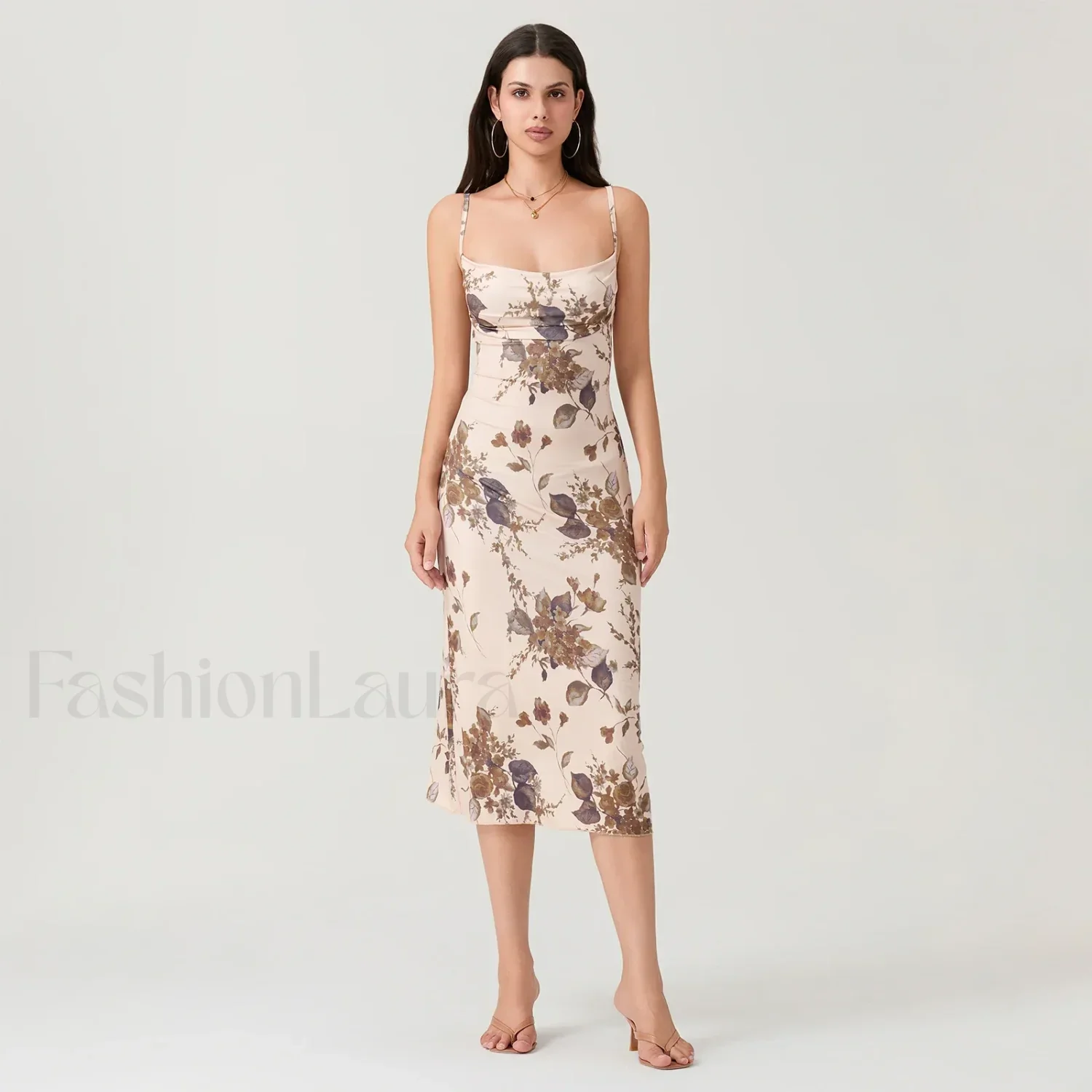 Ruched Square-Neck Midi Dress - Image 10