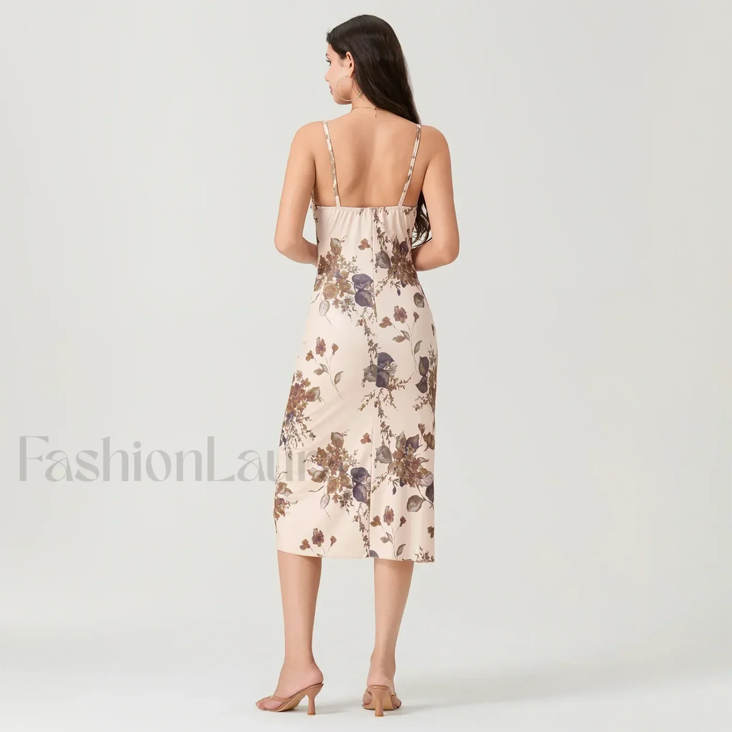 Ruched Square-Neck Midi Dress - Image 6