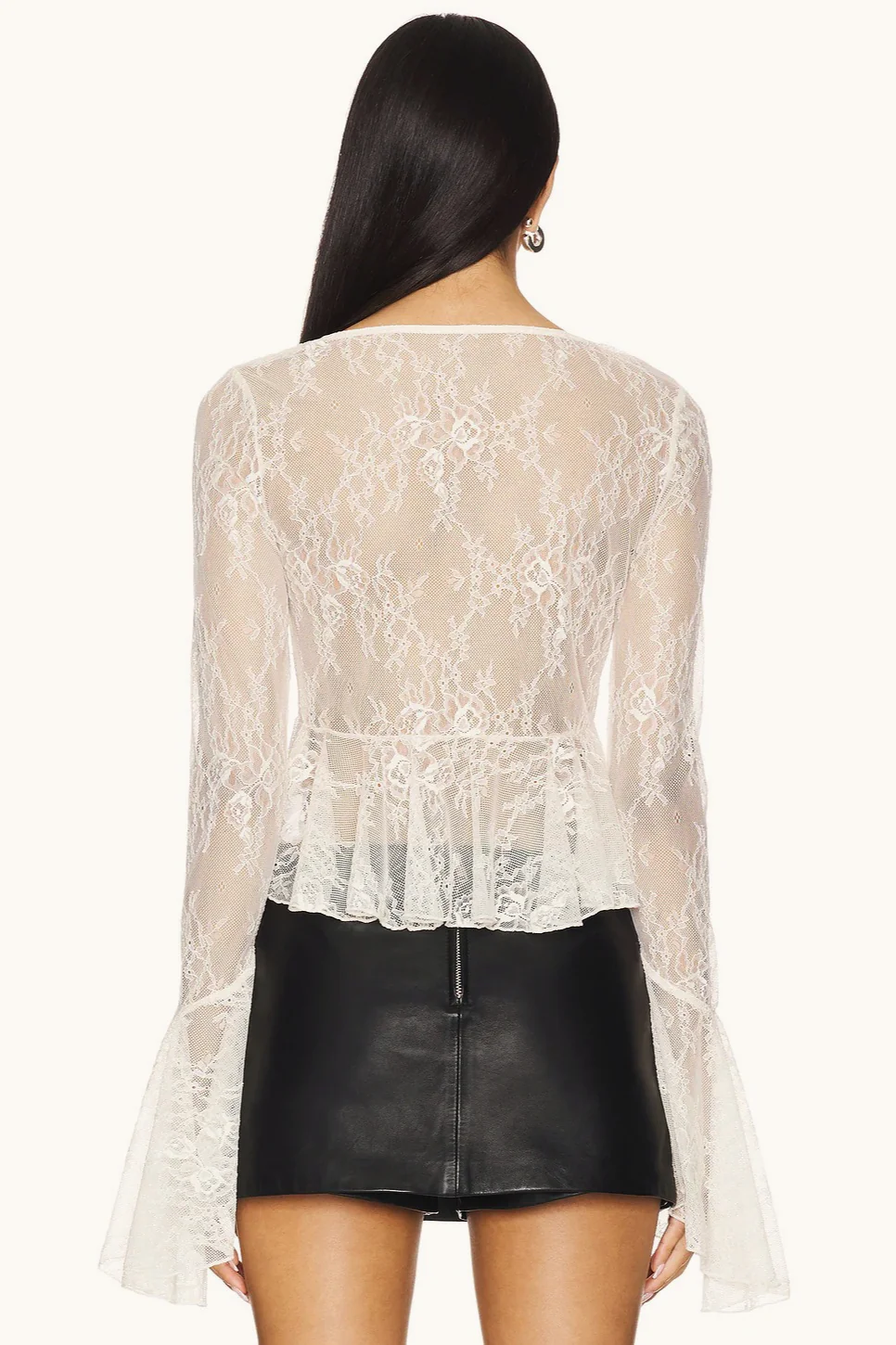 Ruffle Lace Sheer Bell Sleeve Boho Skirt Set - Image 8