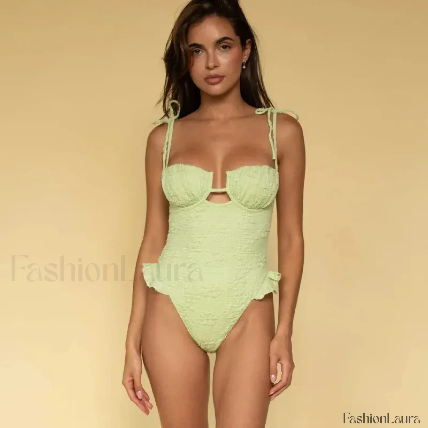 Ruffle V Neck Bathing One Piece - Image 6