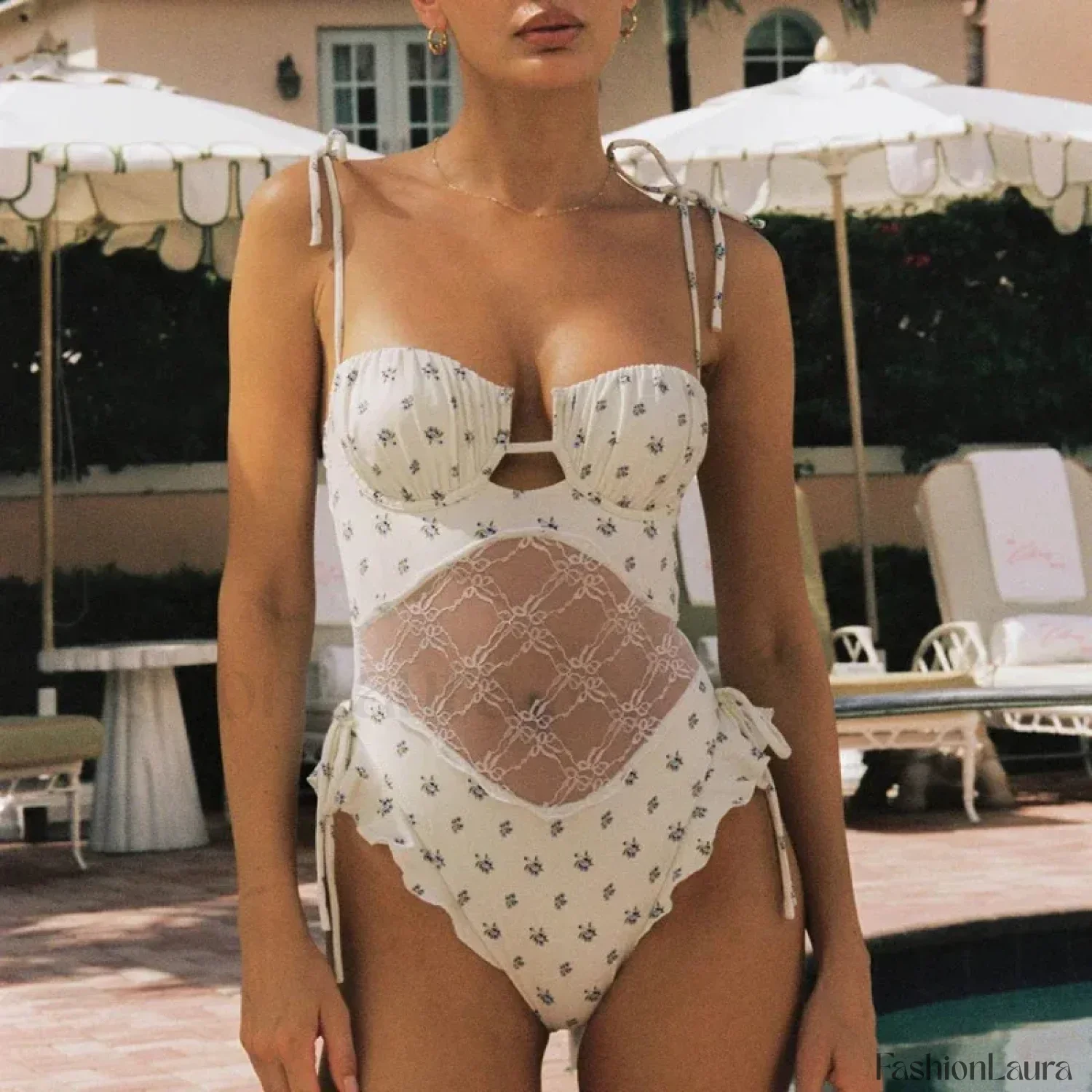 Ruffle V Neck Bathing One Piece - Image 8