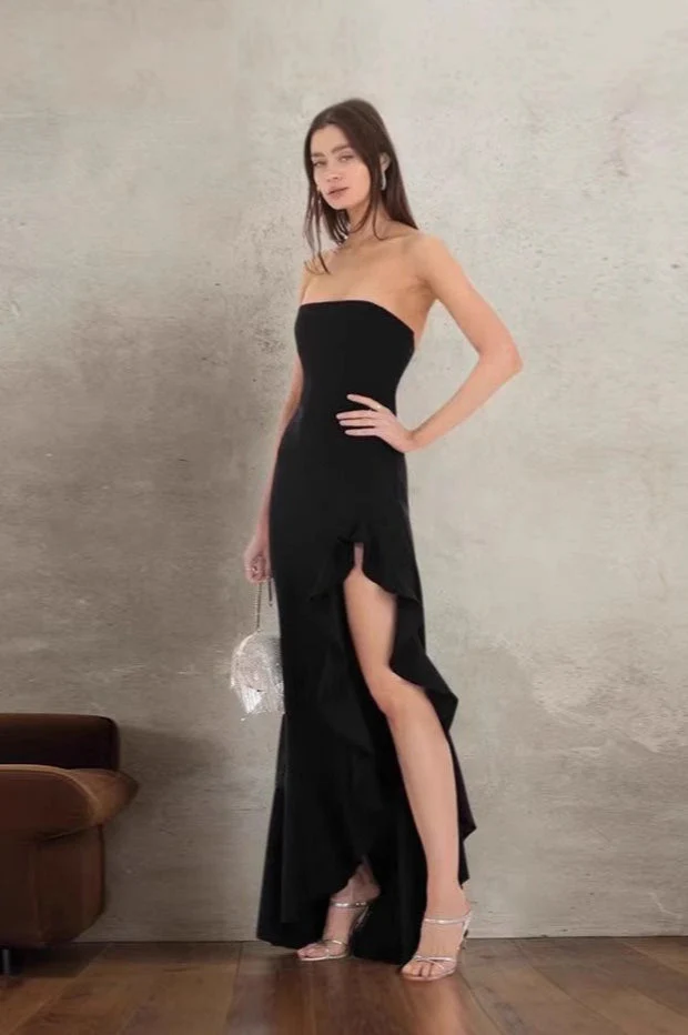 Ruffled Bustier Side Slit Formal Dress - Image 11