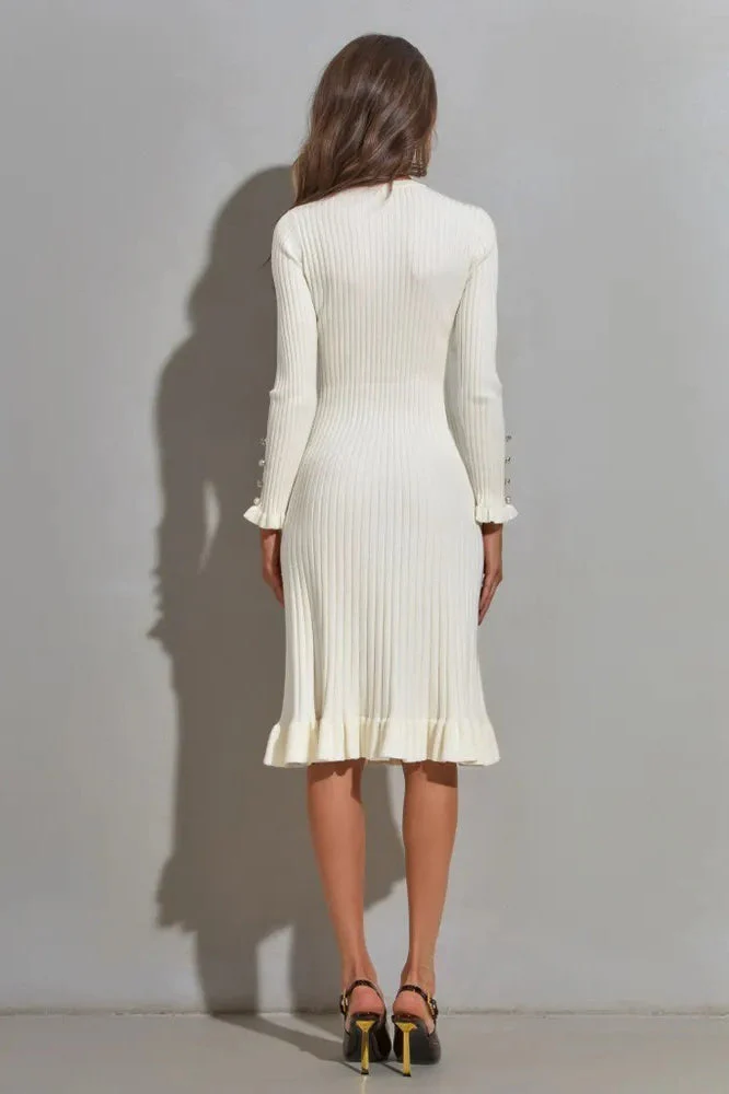 Ruffled Hem Knit Sweater Dress - Image 4