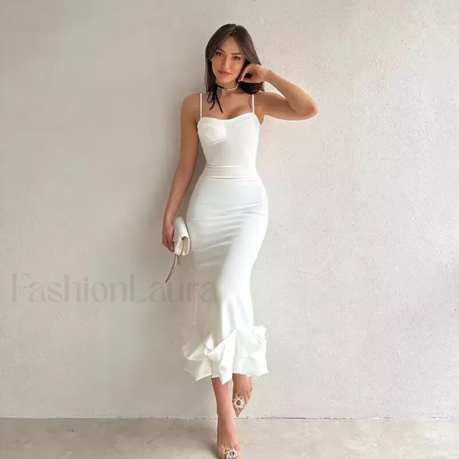 Ruffled Pencil Bodycon Midi Dress - Image 6