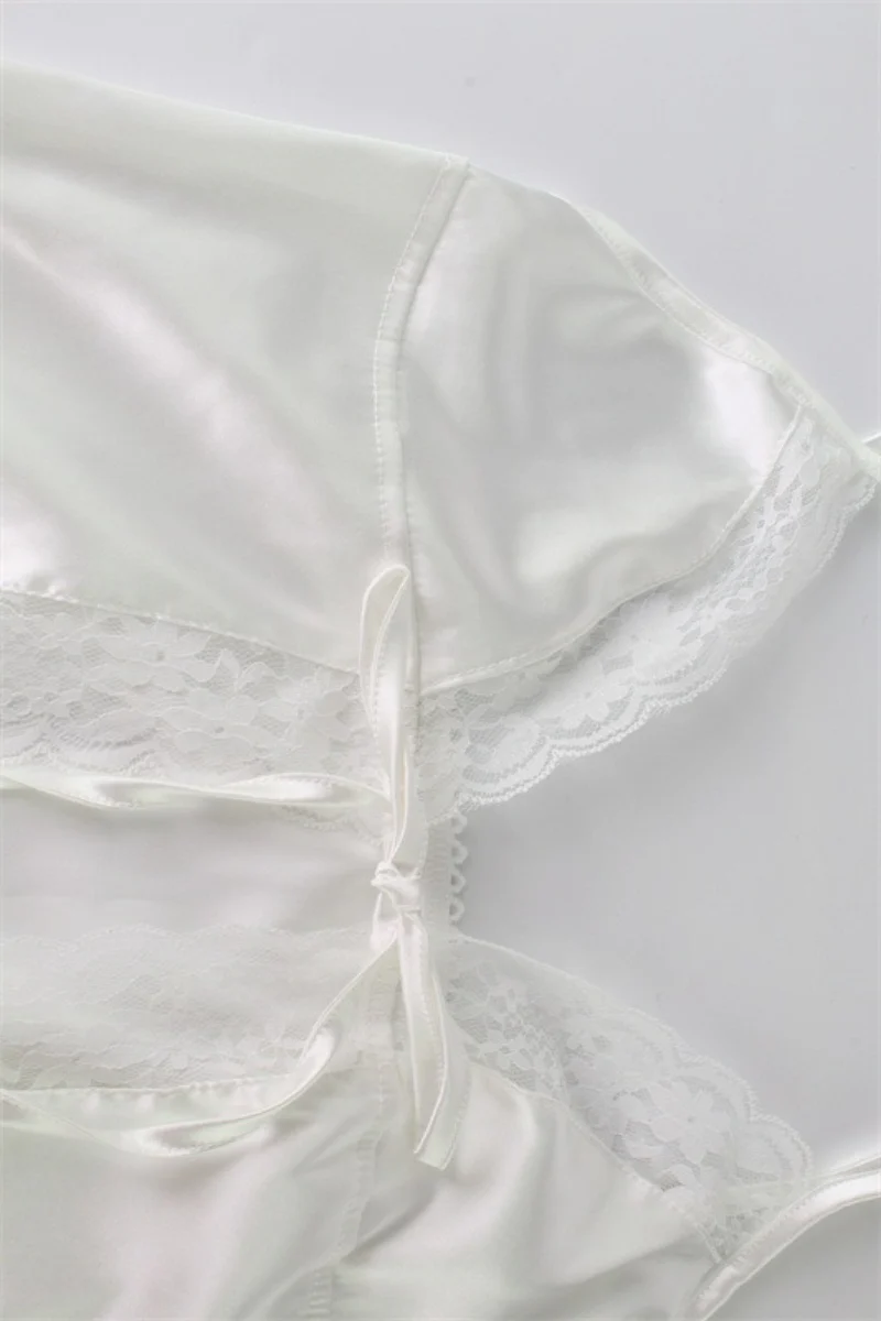 Satin Lace Trim Cami Sleep Shorts Set - Image 10