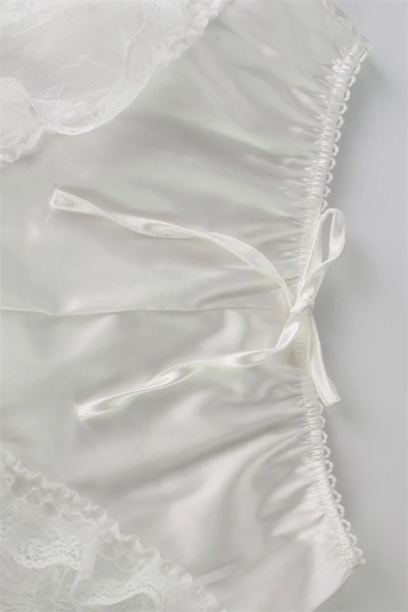 Satin Lace Trim Cami Sleep Shorts Set - Image 11