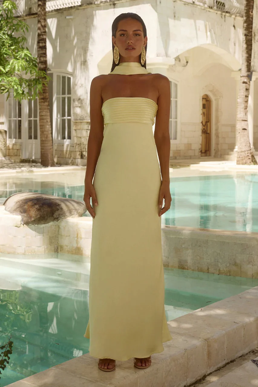 Satin Tie Front Strapless Elegant Prom Dress - Image 11