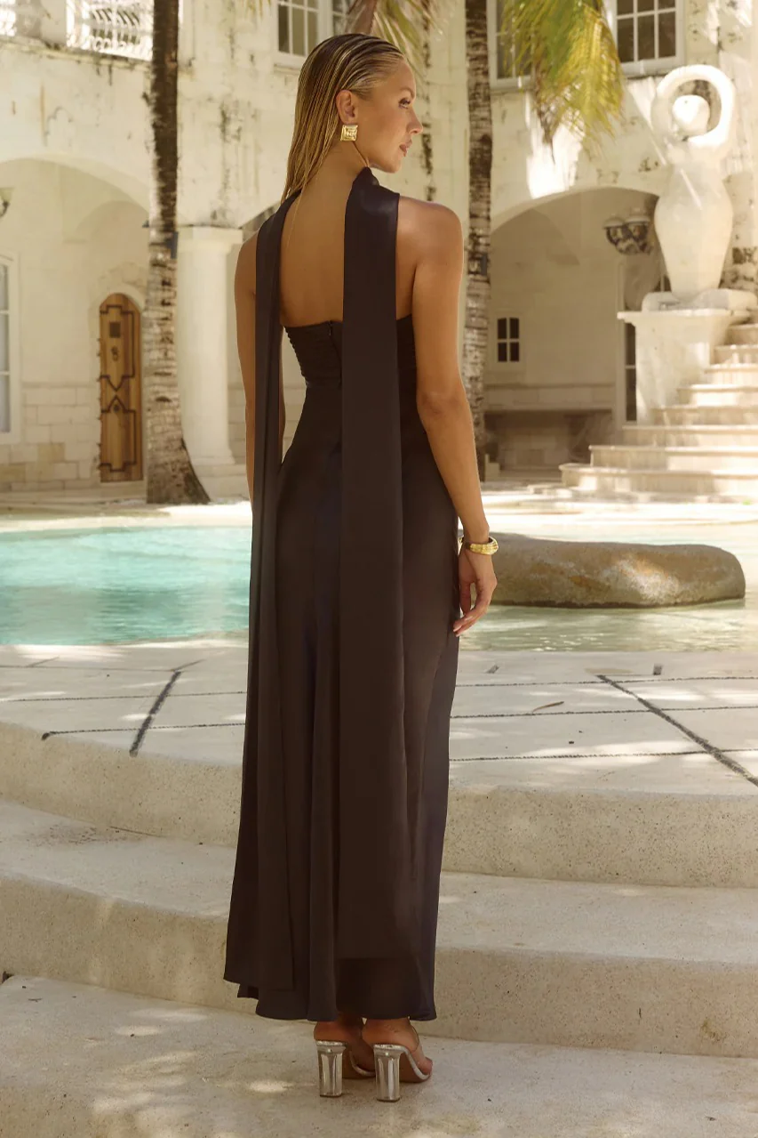 Satin Tie Front Strapless Elegant Prom Dress - Image 6