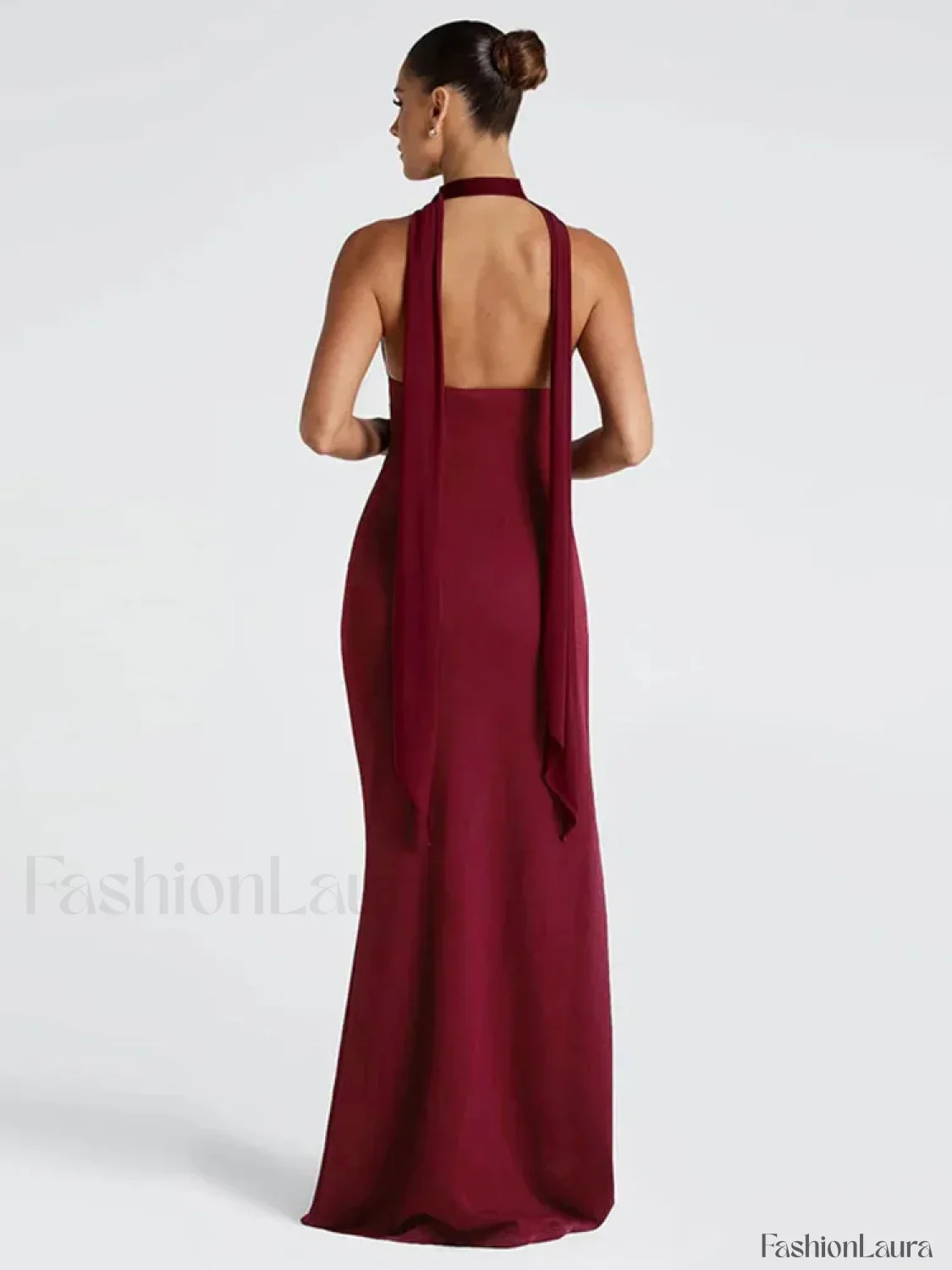 Scarf Split Deep V Maxi Dress - Image 15