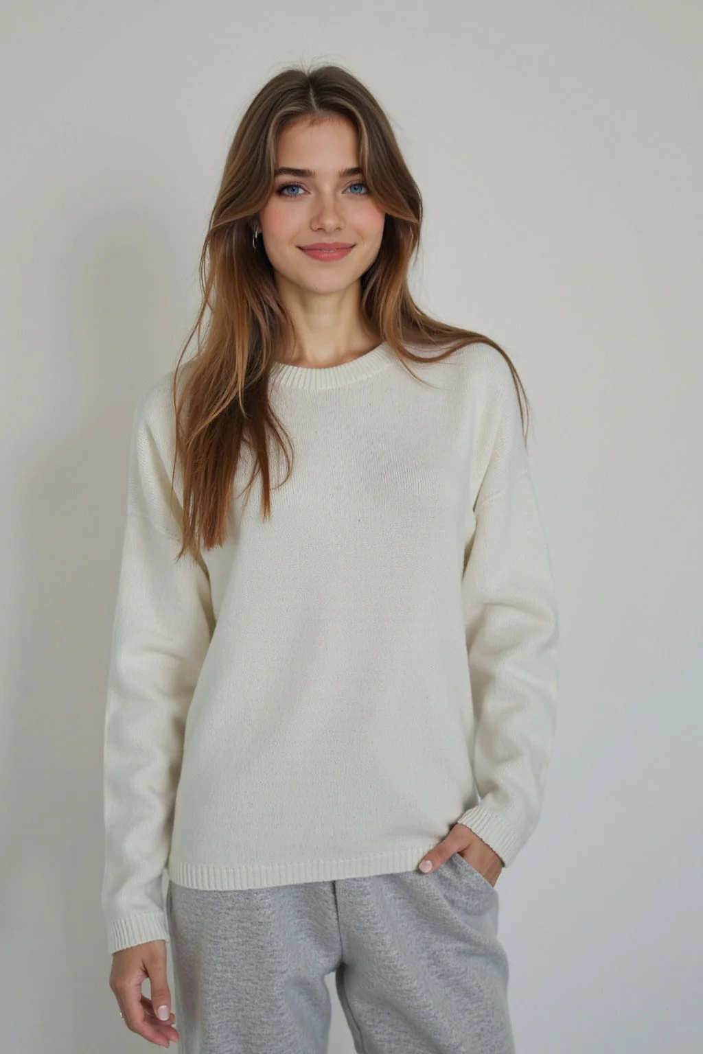 Seamless Knit Wool Pullover Sweater - Image 2