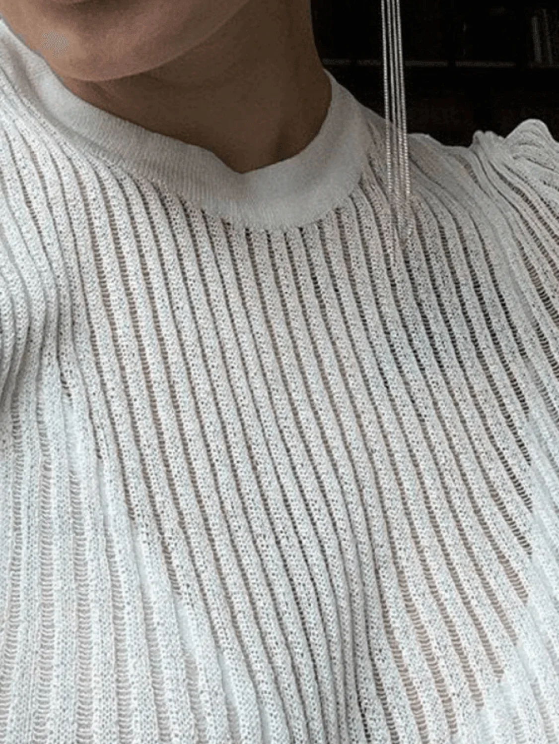 See Through Long Sleeve Ribbed Knit Top - Image 7