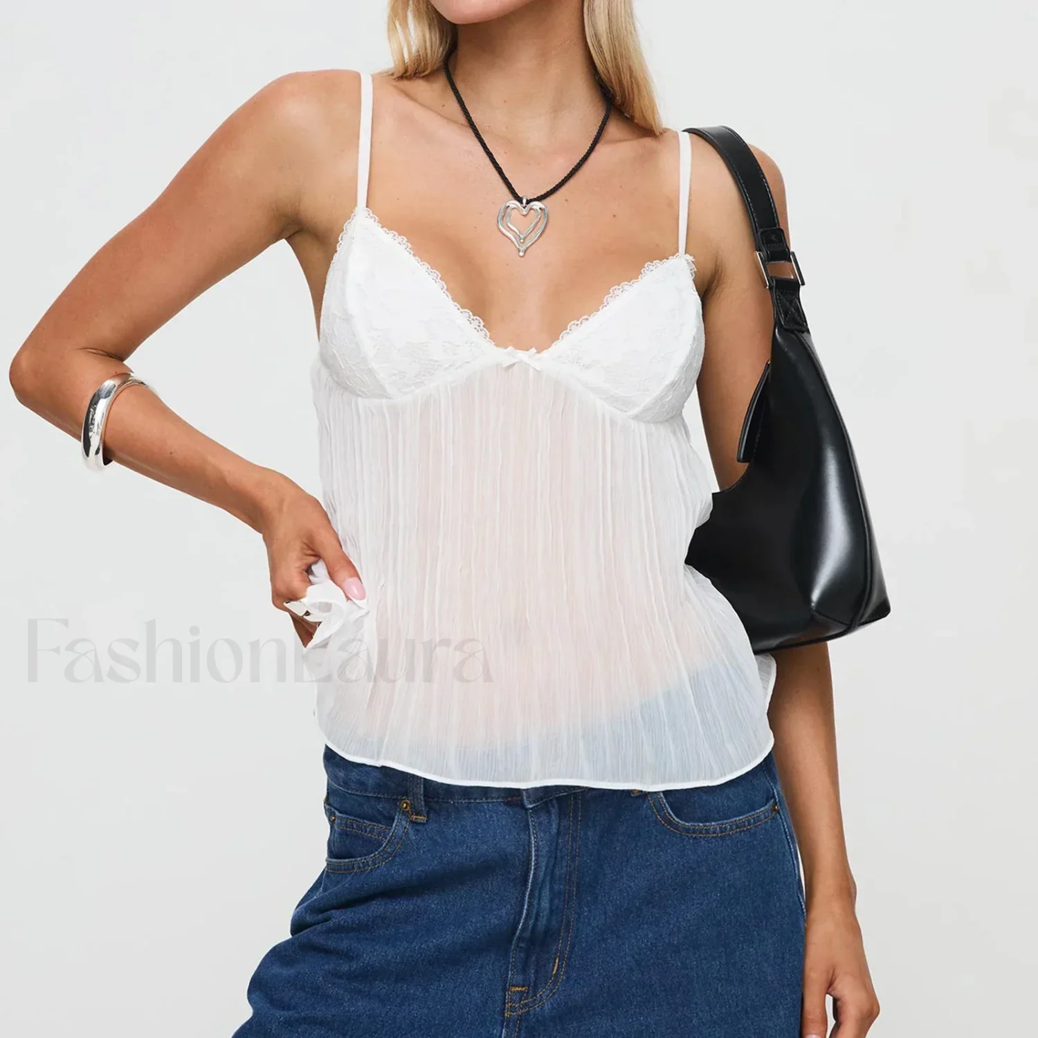 See-Through Spaghetti Crop Top - Image 7