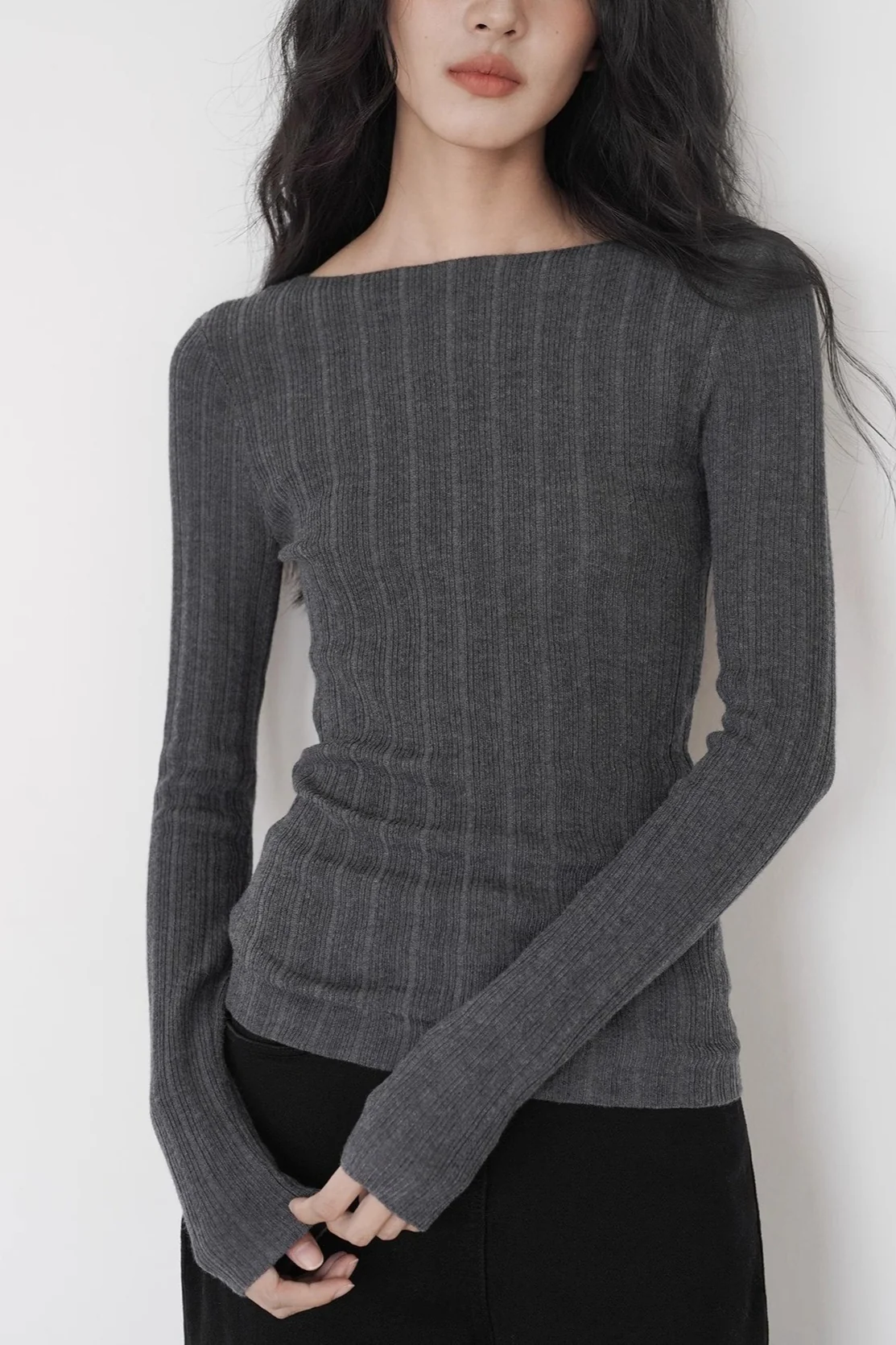 Semi-Sheer Unique Fitted Knit Top