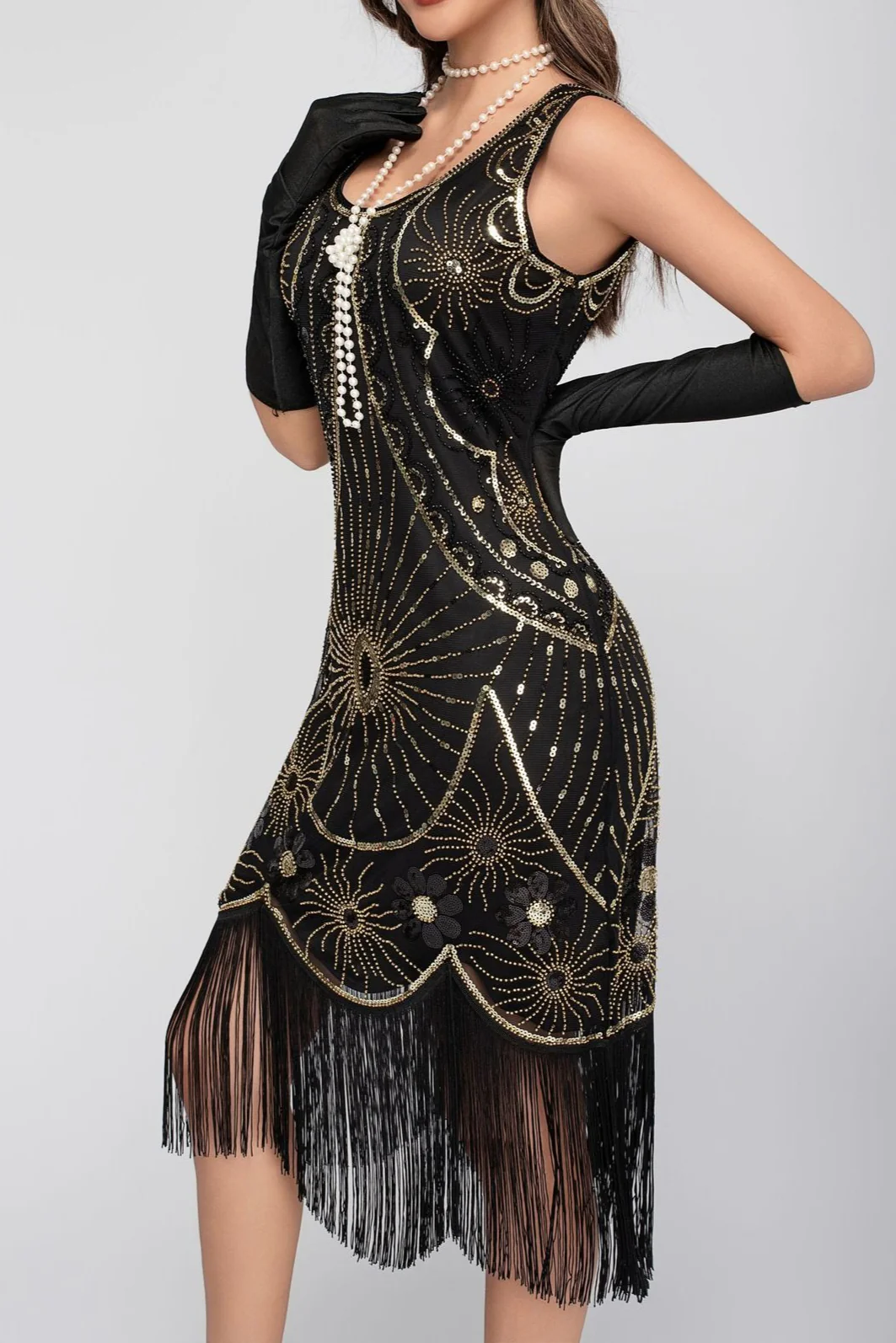 Sequin Beaded Tassel Tank Boho Dress - Image 4