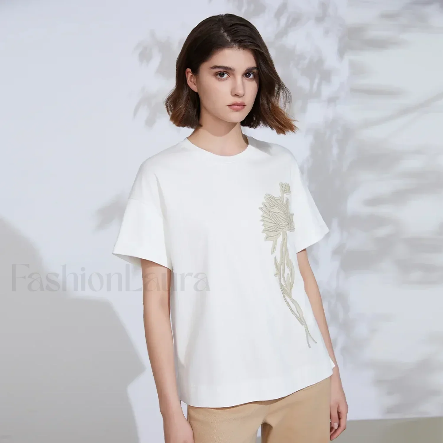 Sequin Cotton Lyocell Slim T-Shirt - Image 2