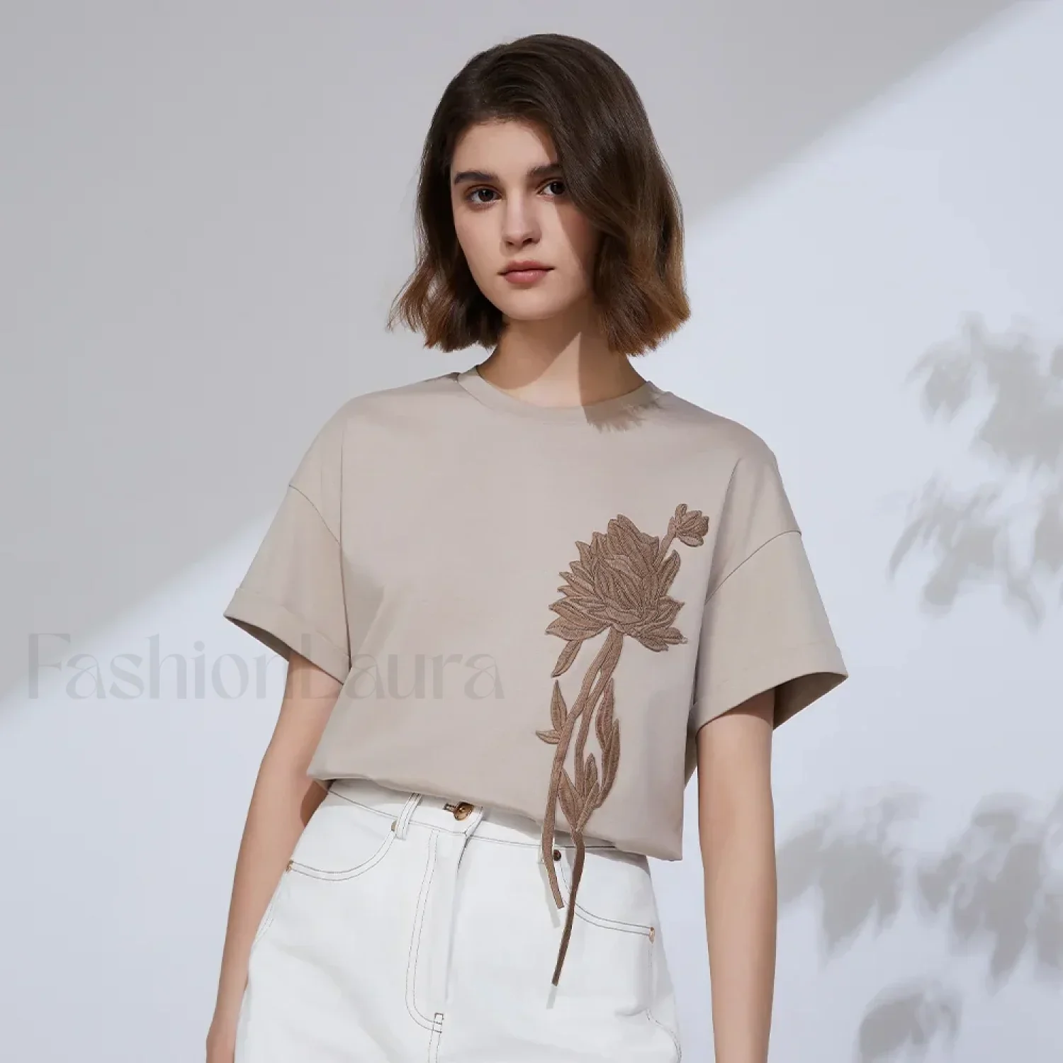 Sequin Cotton Lyocell Slim T-Shirt - Image 6