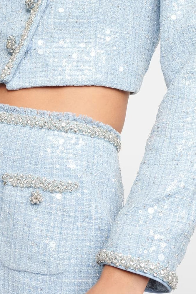 Sequin Diamond Button Cropped Jacket - Image 2