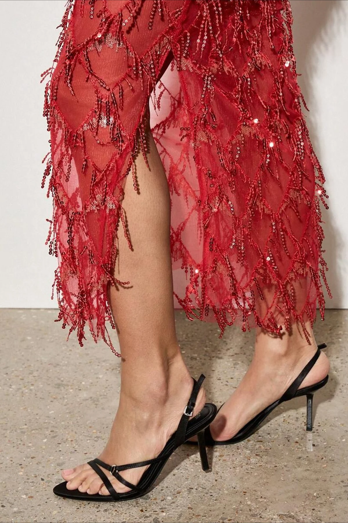 Sequin Fringe Slit Midi Party Skirt - Image 13