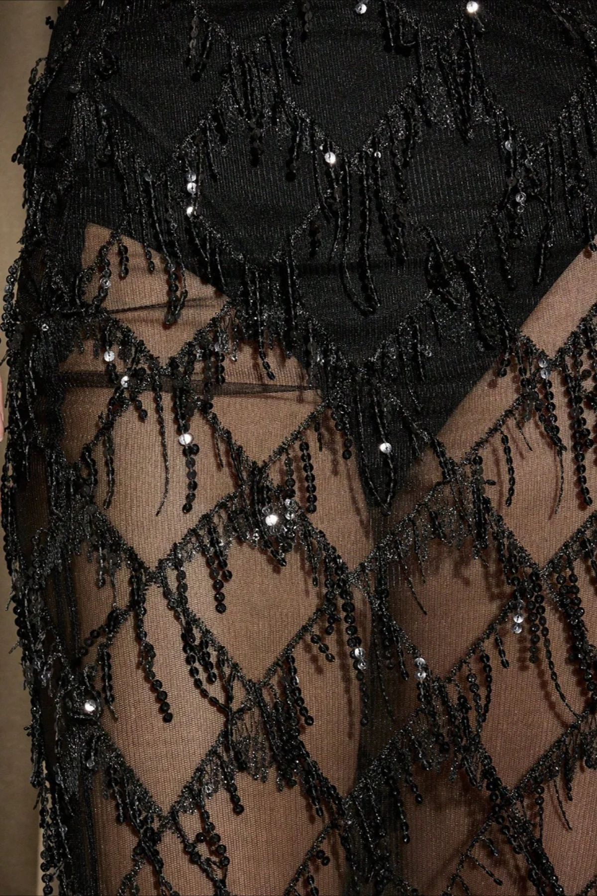 Sequin Fringe Slit Midi Party Skirt - Image 8
