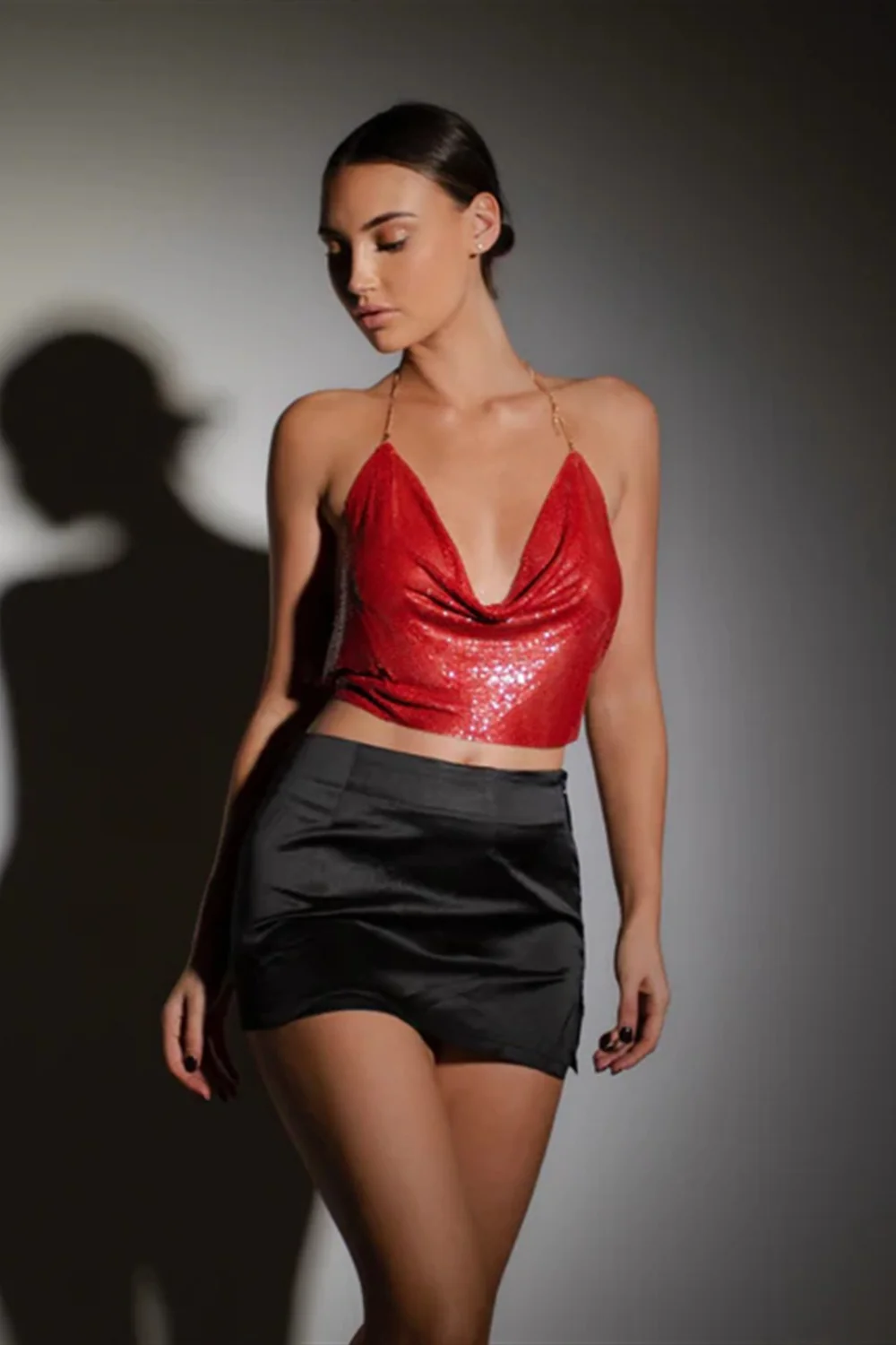 Sequin Halter Backless Halter Top - Image 5
