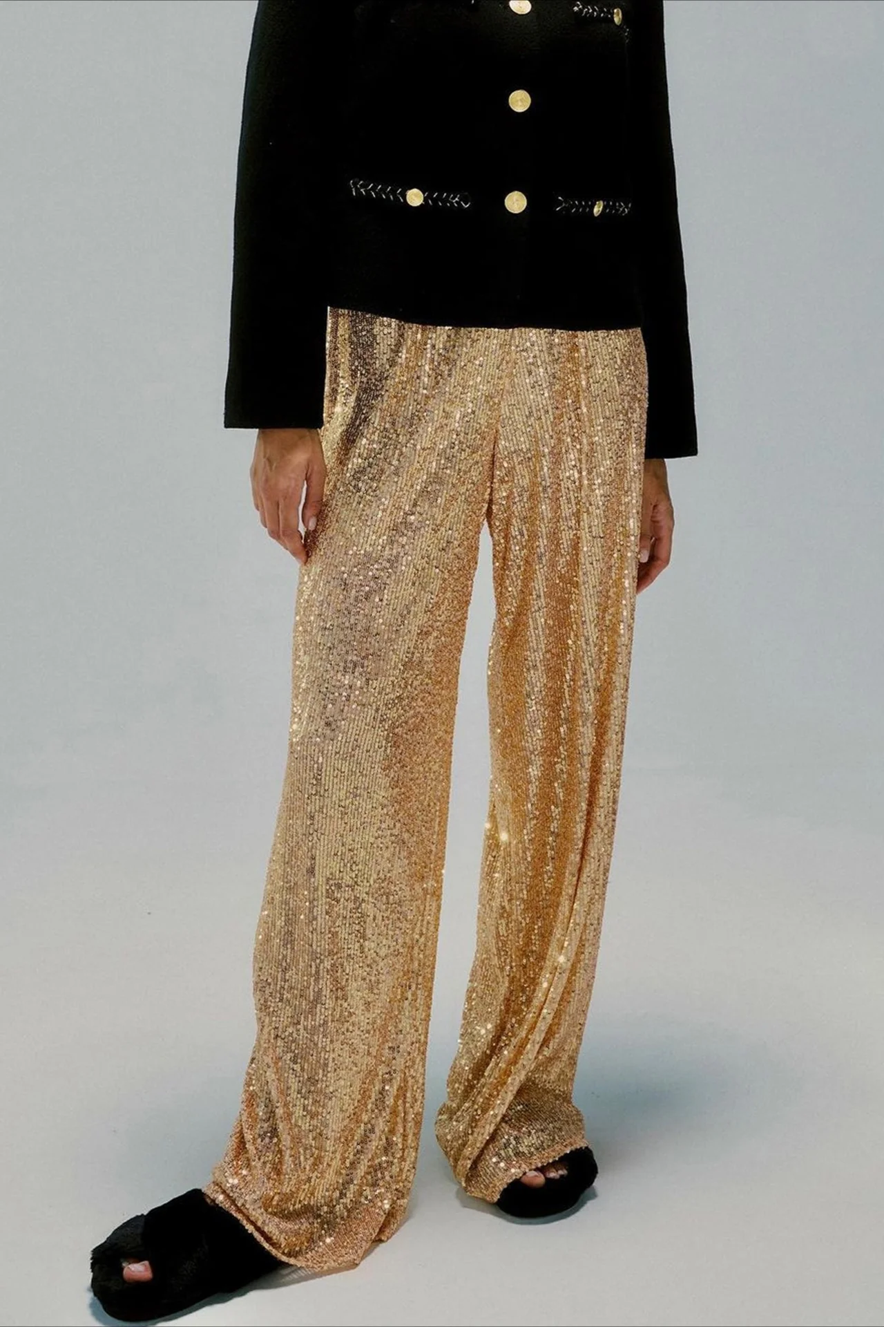 Sequin Straight Leg Casual Pants