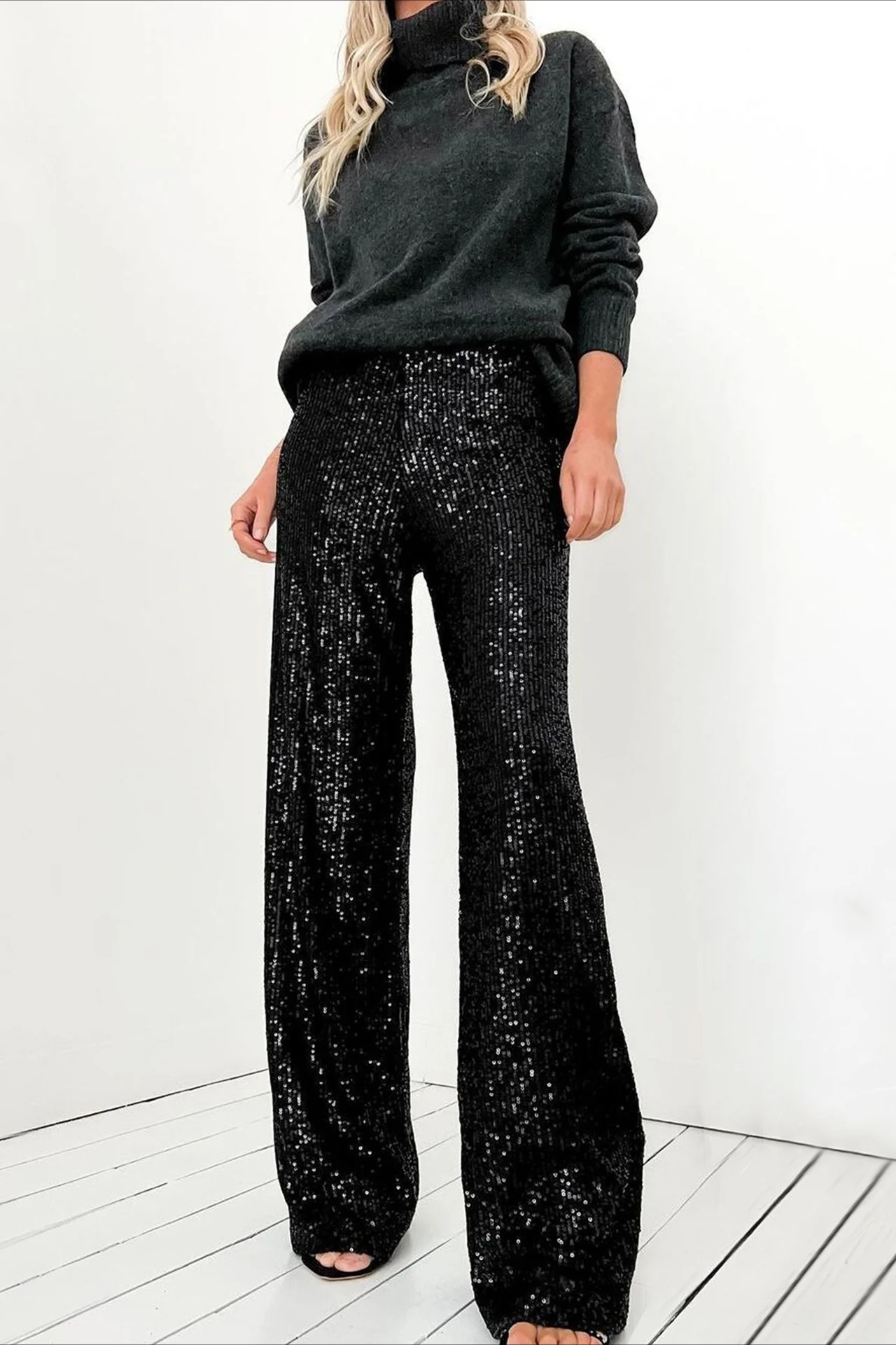 Sequin Straight Leg Casual Pants - Image 3