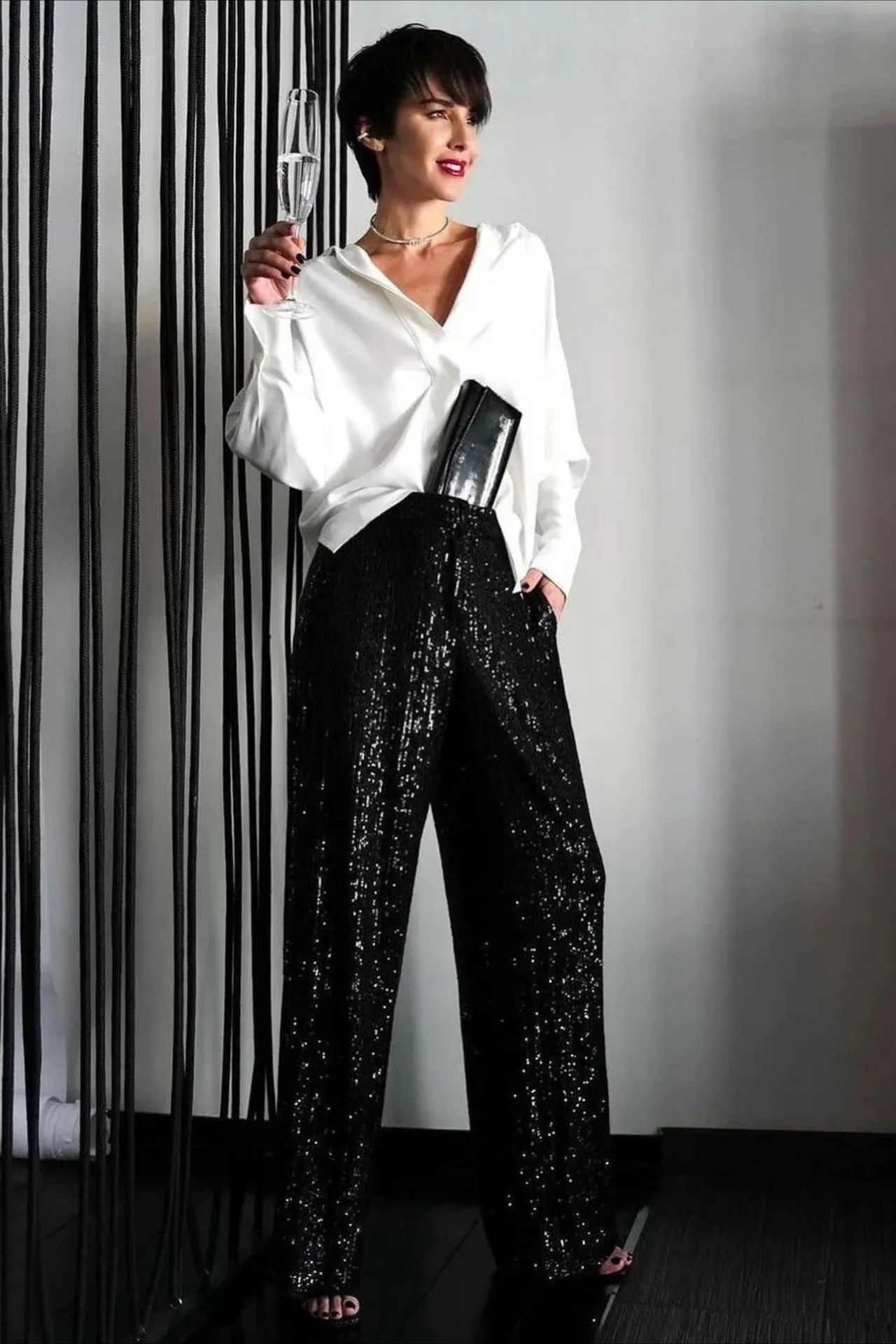 Sequin Straight Leg Casual Pants - Image 4