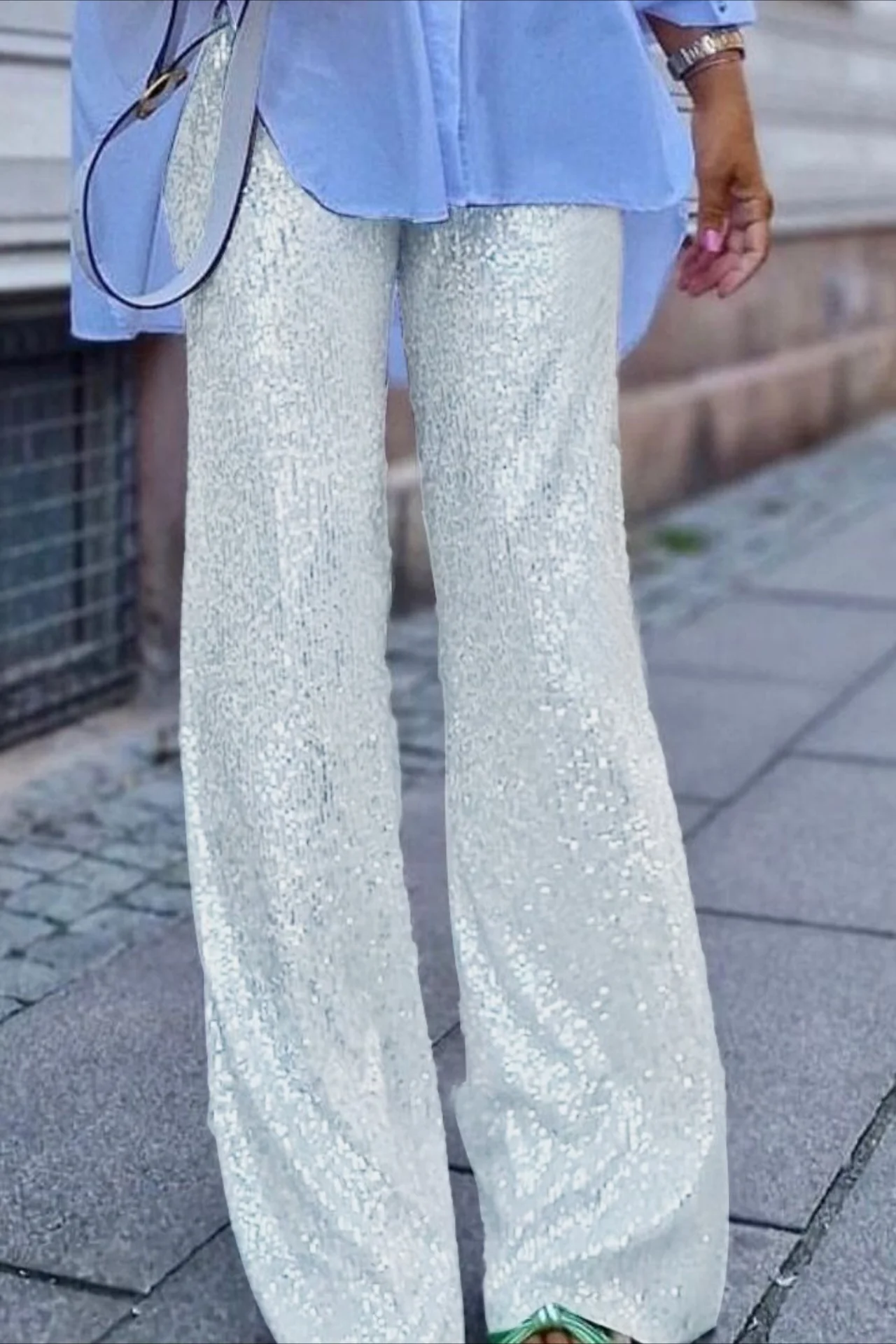 Sequin Straight Leg Casual Pants - Image 5