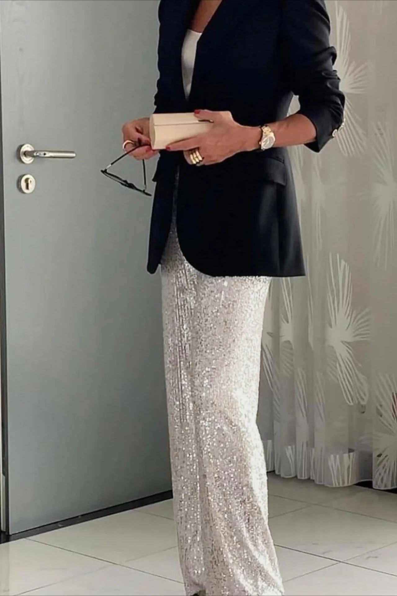 Sequin Straight Leg Casual Pants - Image 8