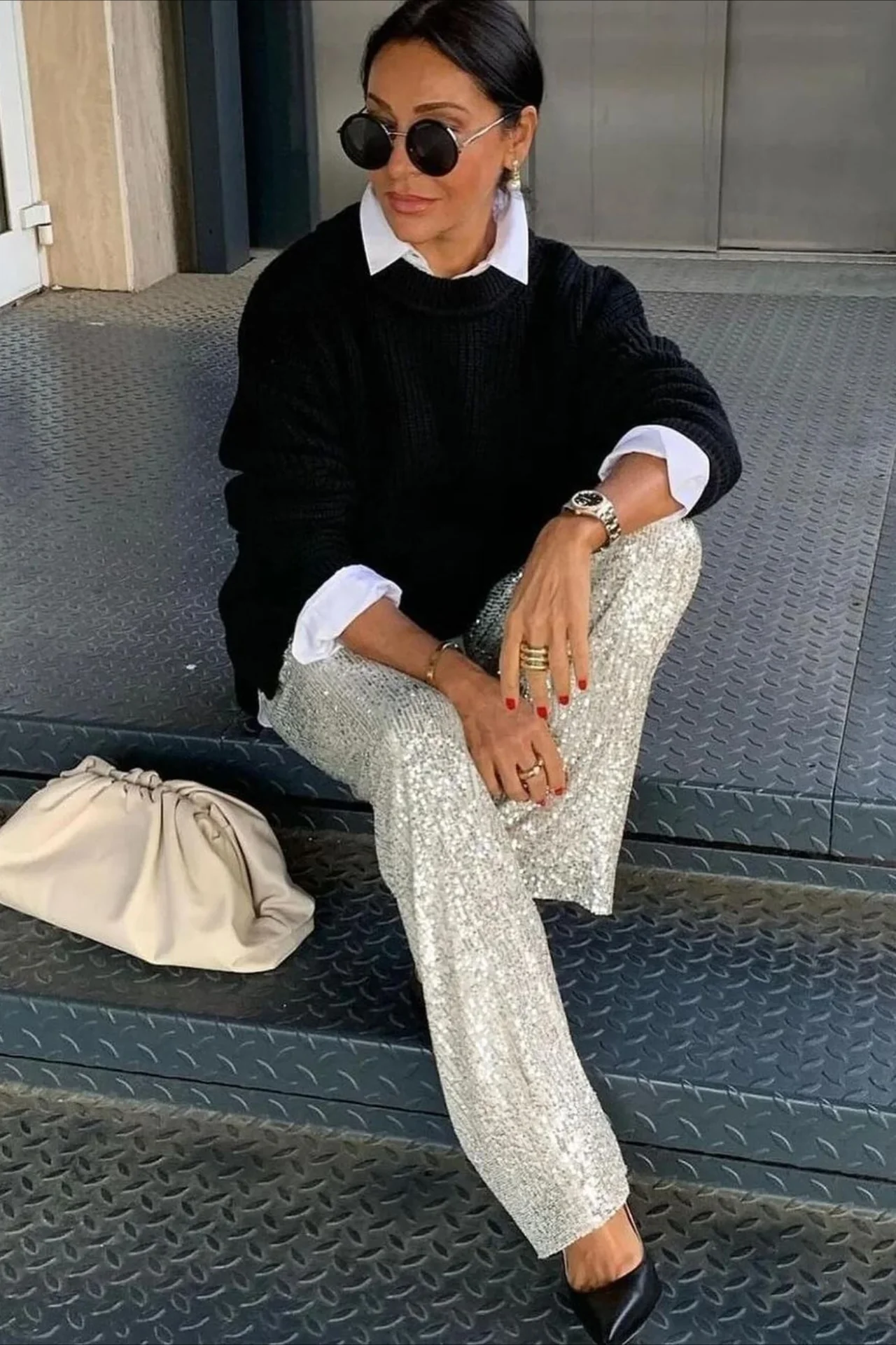 Sequin Straight Leg Casual Pants - Image 9