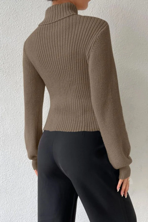Sexy Hollow Out Turtleneck Sweater - Image 2