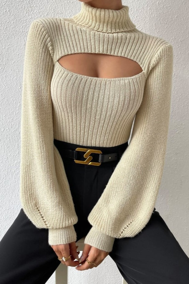 Sexy Hollow Out Turtleneck Sweater - Image 6