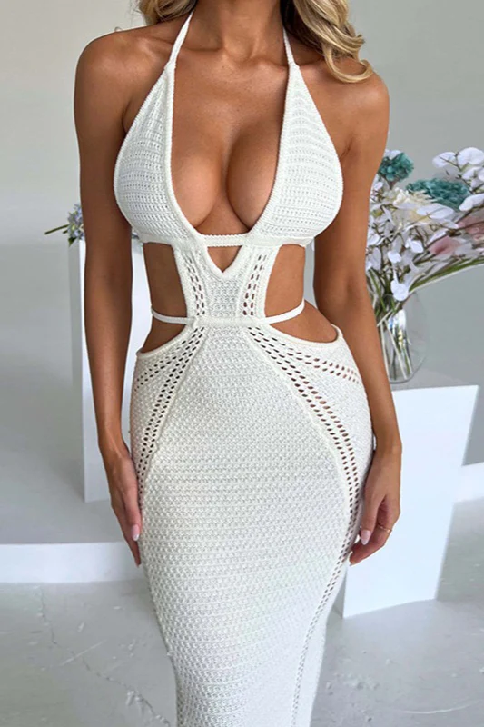 Sexy Low Cut Tie Back Maxi Vacation Dress