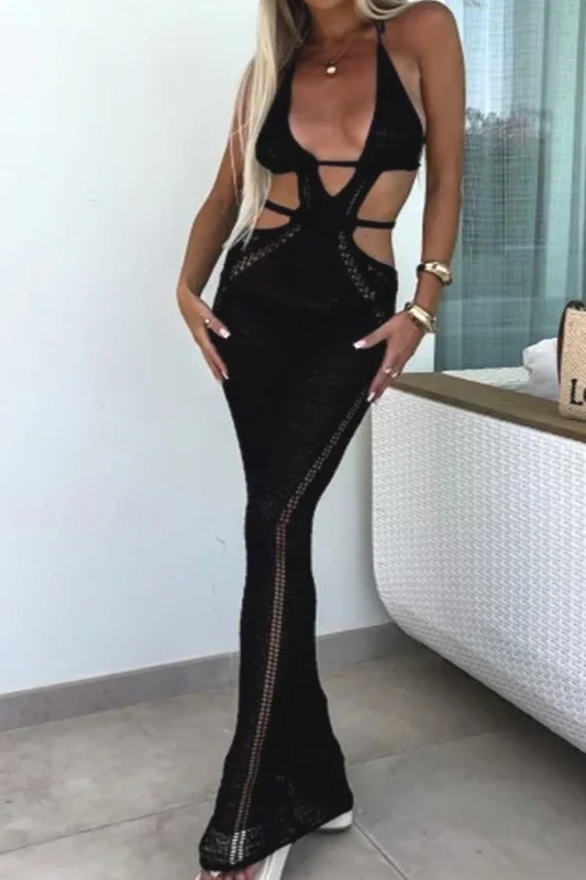 Sexy Low Cut Tie Back Maxi Vacation Dress - Image 10