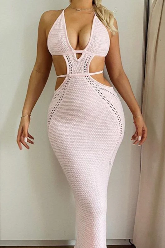 Sexy Low Cut Tie Back Maxi Vacation Dress - Image 12