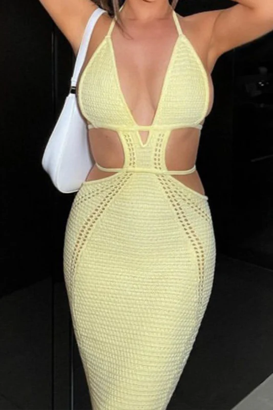 Sexy Low Cut Tie Back Maxi Vacation Dress - Image 6