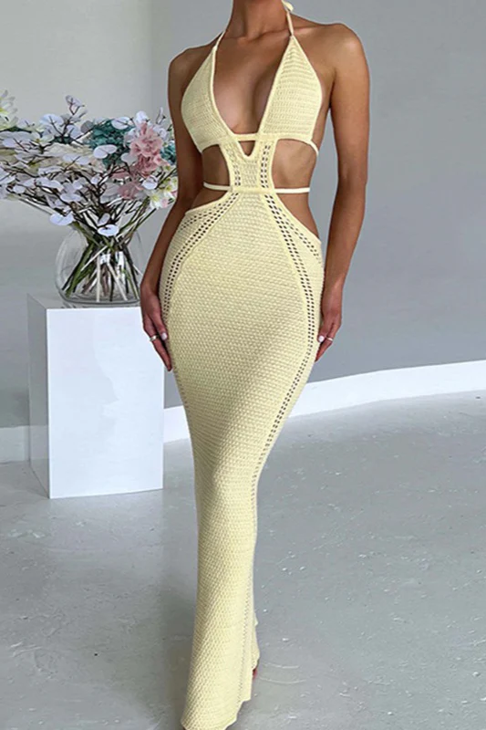 Sexy Low Cut Tie Back Maxi Vacation Dress - Image 8