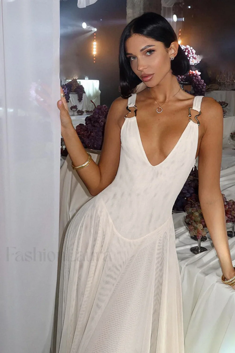 Sexy Mesh Bodycon Vacation Maxi Dress - Image 4