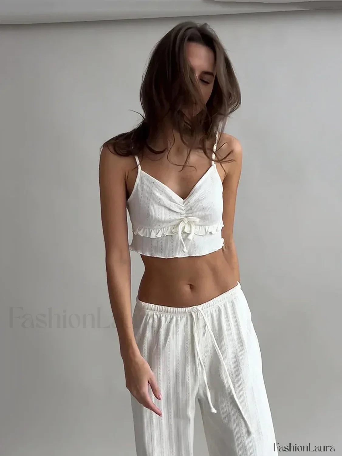 Sexy Pajama Crop Nightwear Two Piece Set - Image 14
