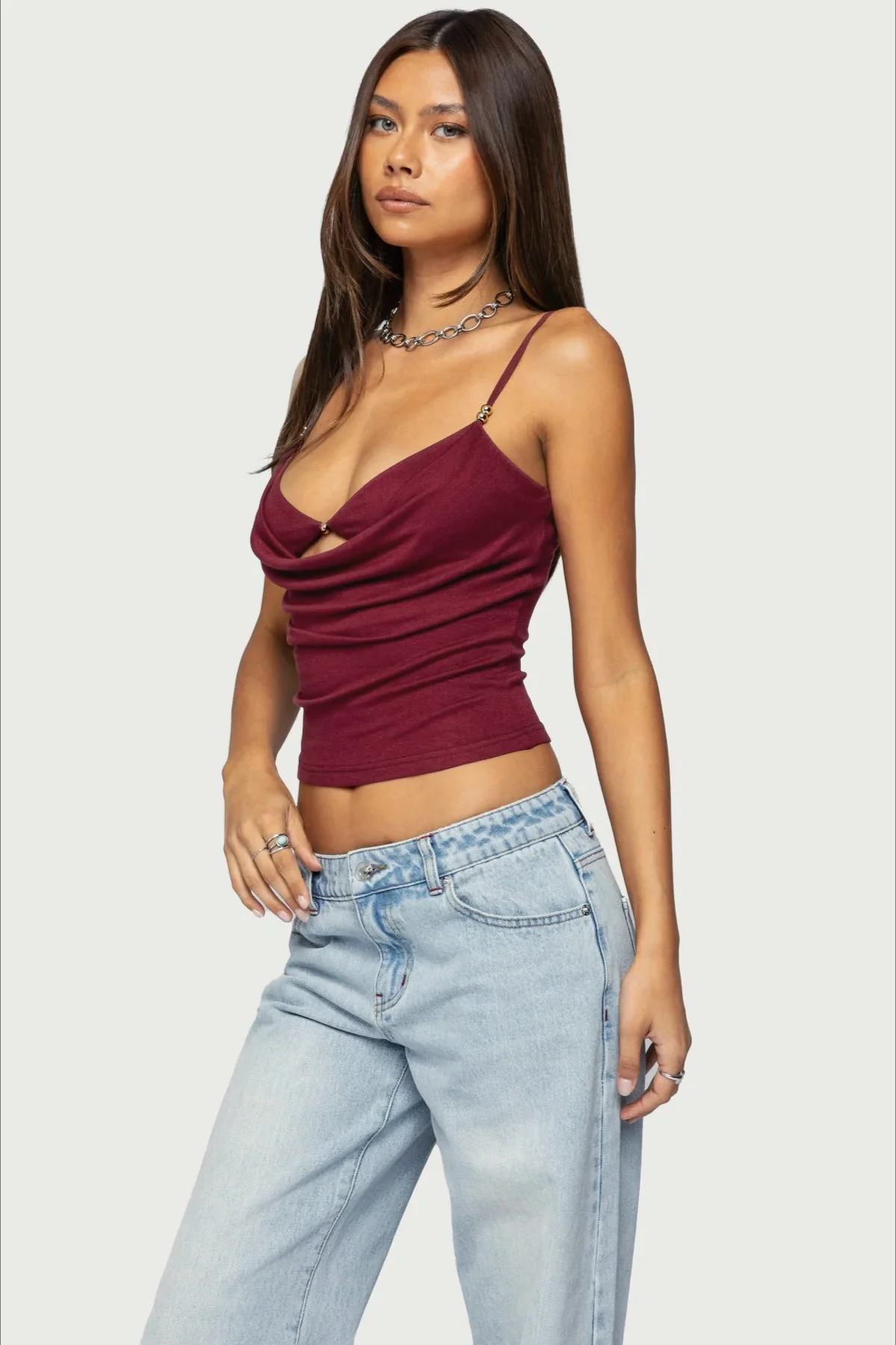 Sexy Pure Cutout Spaghetti Strap Crop Top - Image 2