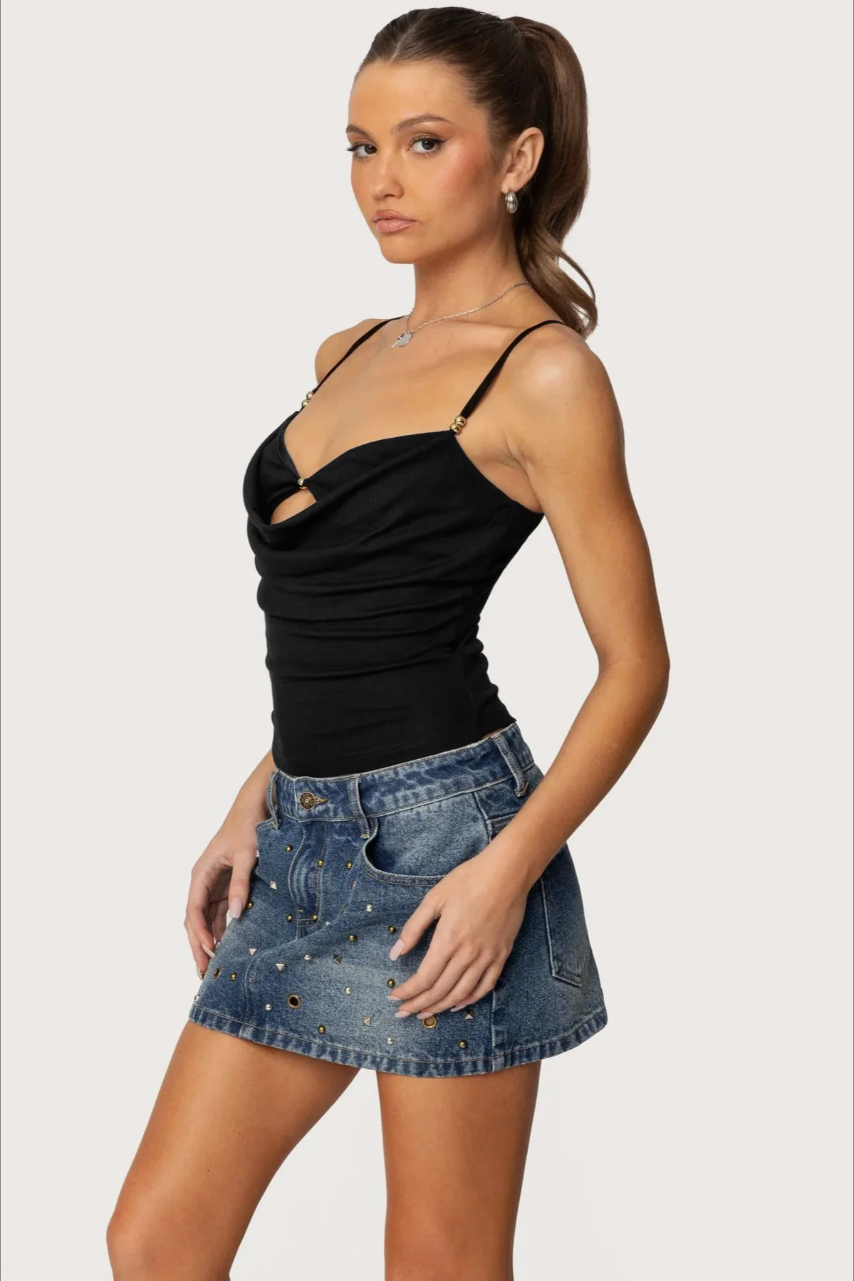 Sexy Pure Cutout Spaghetti Strap Crop Top - Image 5