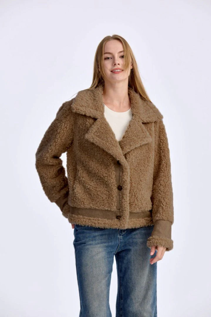 Shearling Lapel Collar Jacket - Image 3