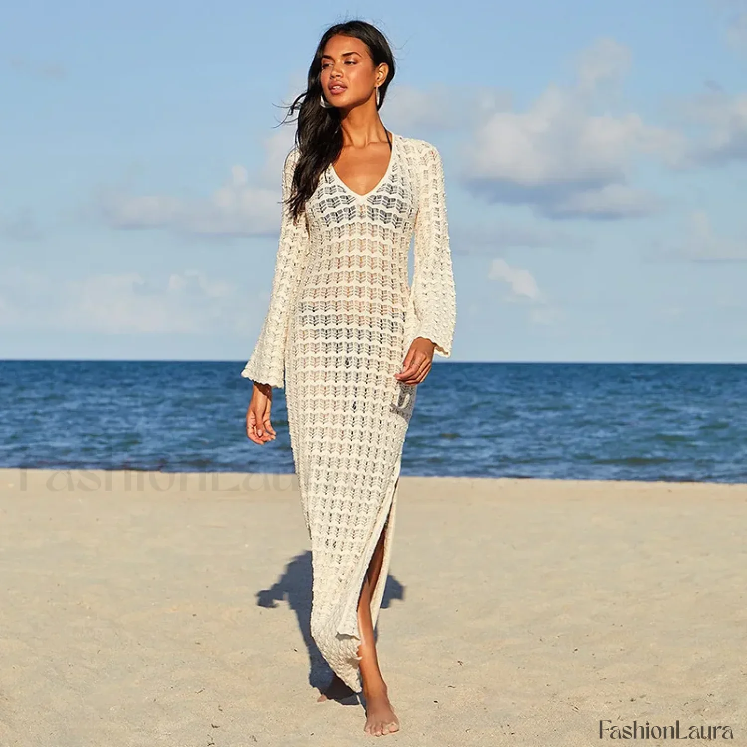 Sheer Batwing Beach Shirt Cover Up - Image 7