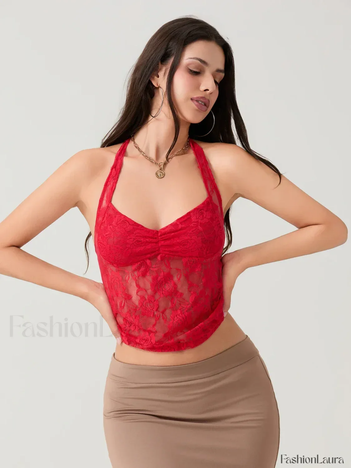 Sheer Floral Halter Crop Top - Image 18