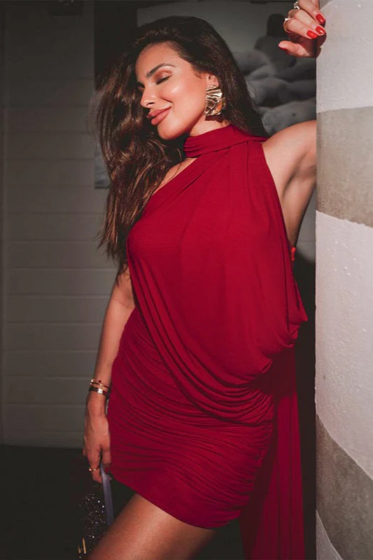 Sheer Tie Neck Bodycon Cocktail Dress - Image 8