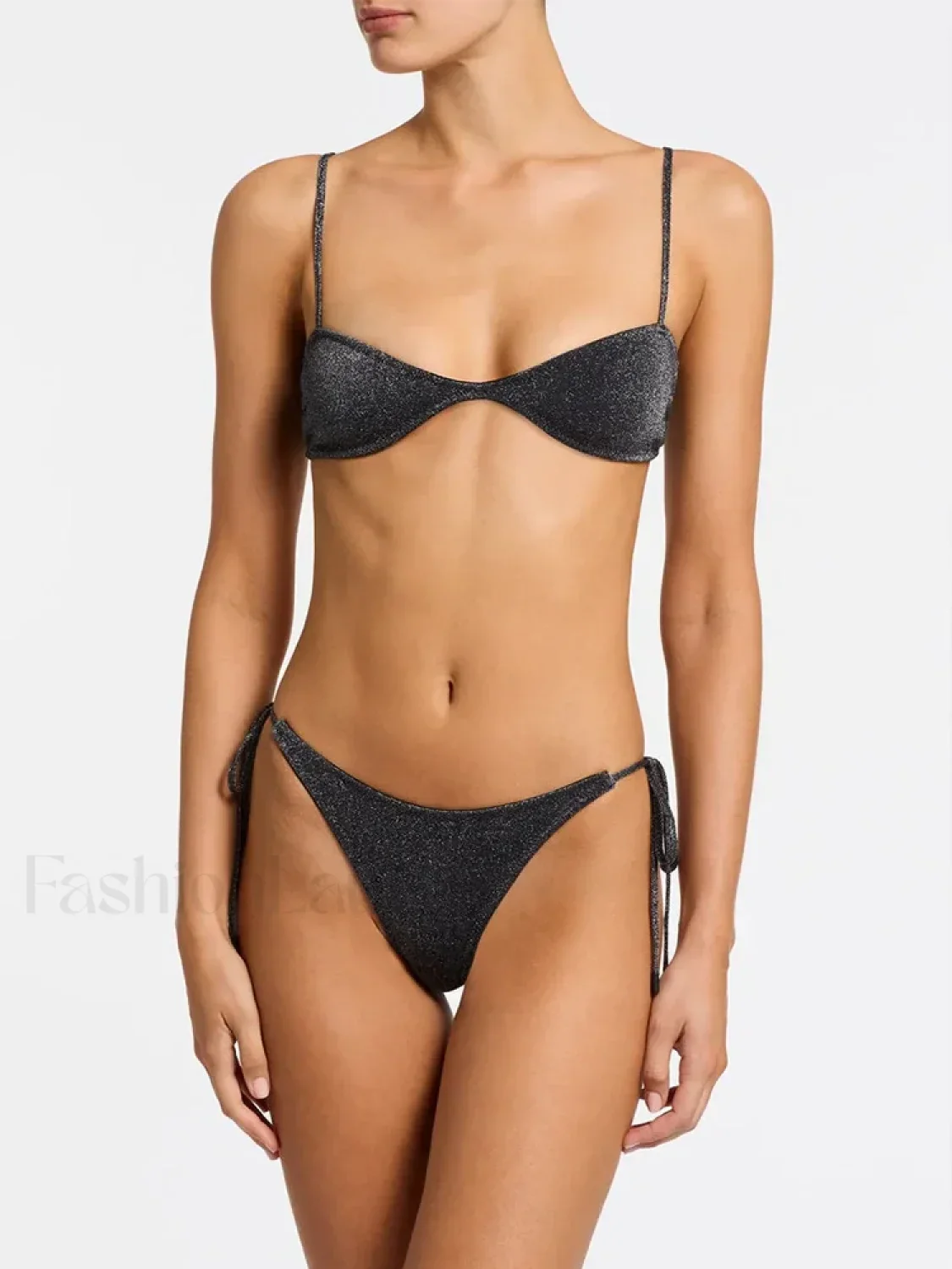 Shiny Solid Color Bikini Set - Image 4