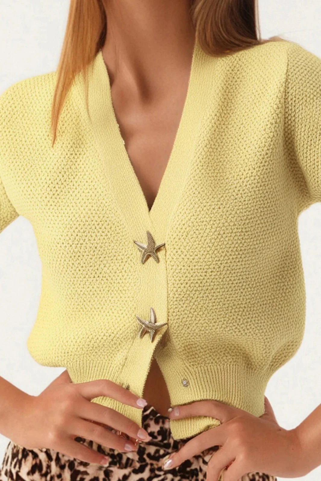 Short Sleeve Starfish Button Knit Cardigan - Image 12