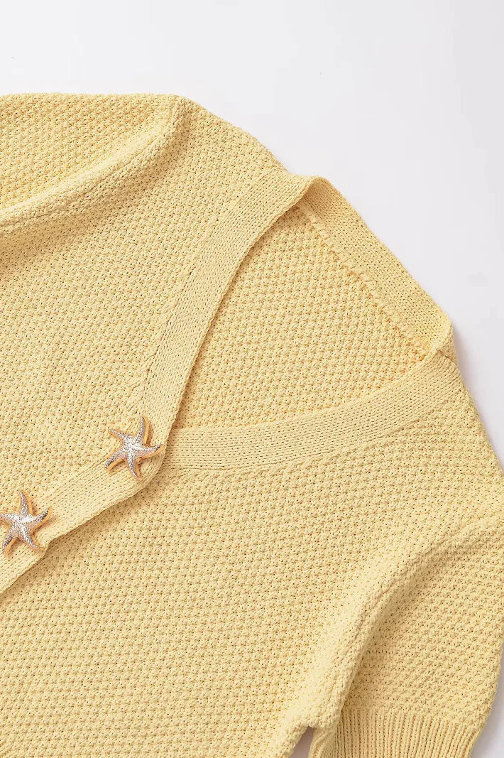 Short Sleeve Starfish Button Knit Cardigan - Image 6