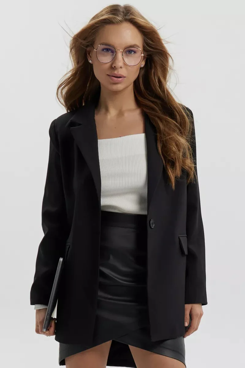 Single Button Loose Fit Blazer - Image 2