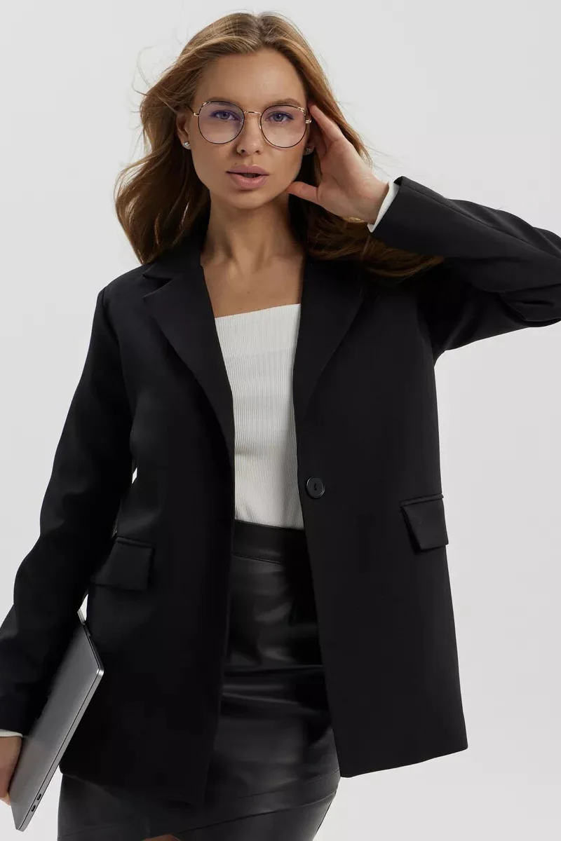 Single Button Loose Fit Blazer - Image 3